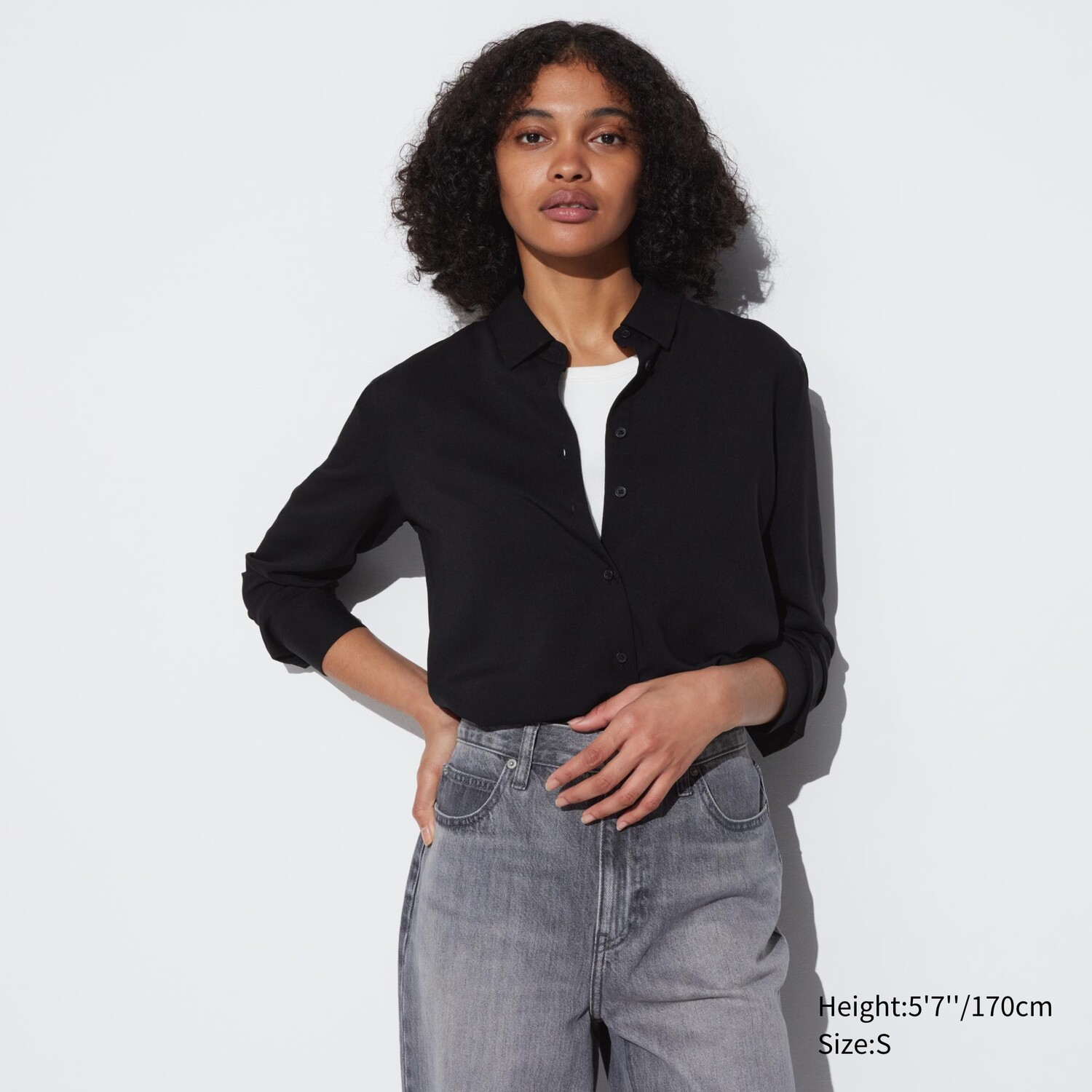 

Блузка UNIQLO с длинными рукавами, черный