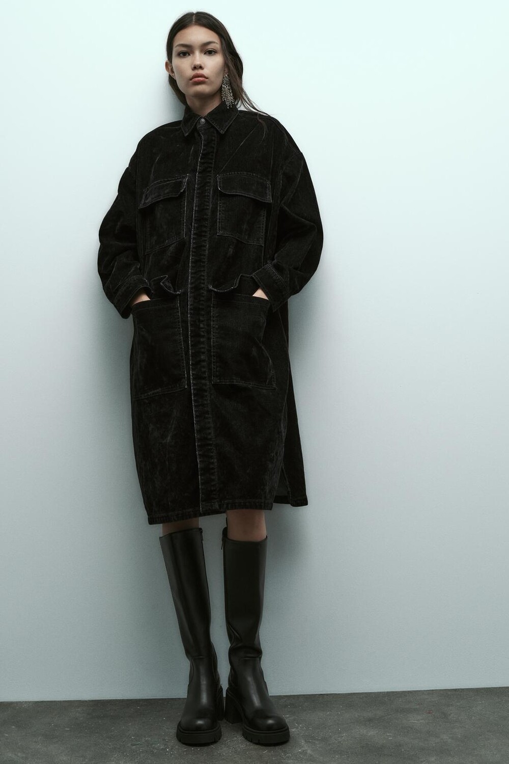 

Ботинки на каблуке на спортивной подошве ZARA, черный
