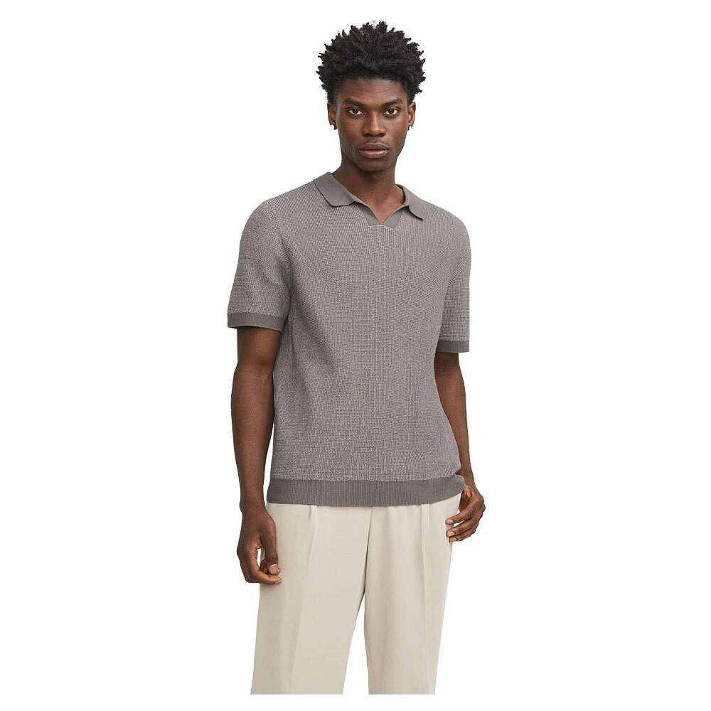 

Поло Jack & Jones Bani Knit Split, серый