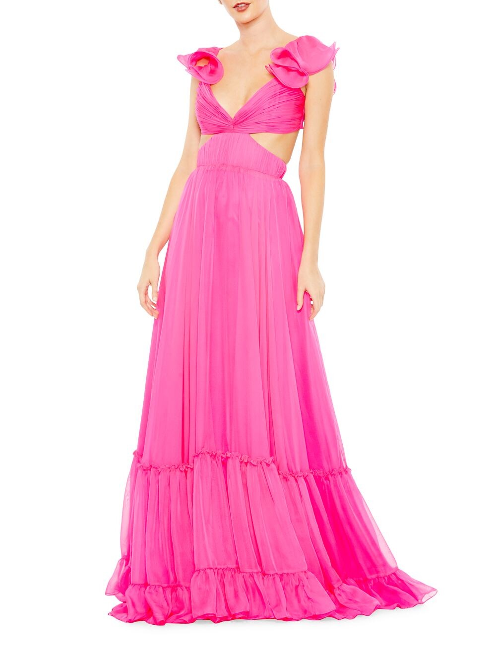 

Шифоновое платье Ieena с завышенной талией Mac Duggal, розовый