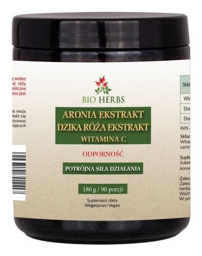 

Bio Herbs, Экстракт черноплодной рябины + Экстракт шиповника + Витамин С, 180 г