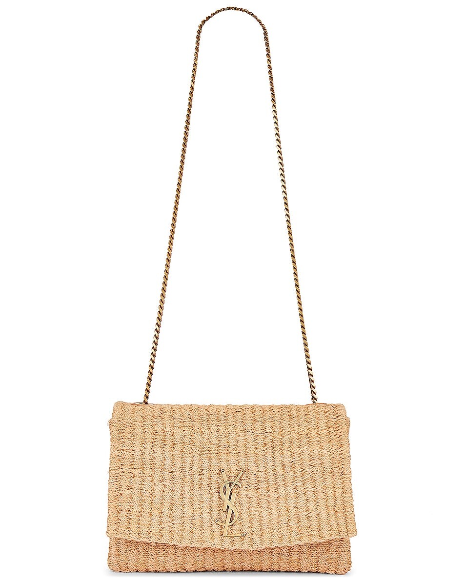 

Сумка кросс-боди Saint Laurent Kate Raffia Chain, цвет Natural Beige