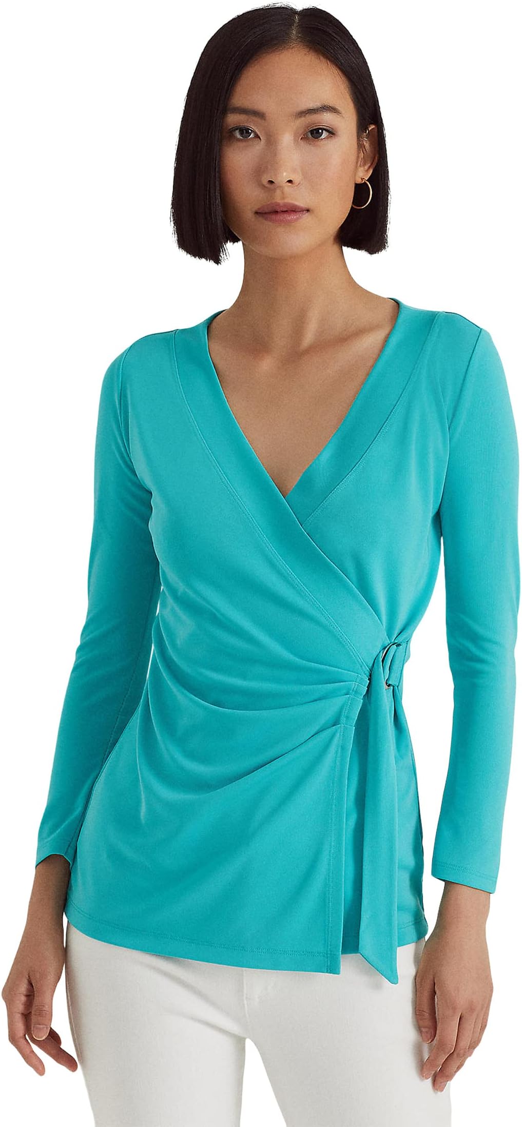 Топ из эластичного джерси LAUREN Ralph Lauren, цвет Natural Turquoise рубашка lauren ralph lauren roll tab sleeve linen shirt цвет natural turquoise