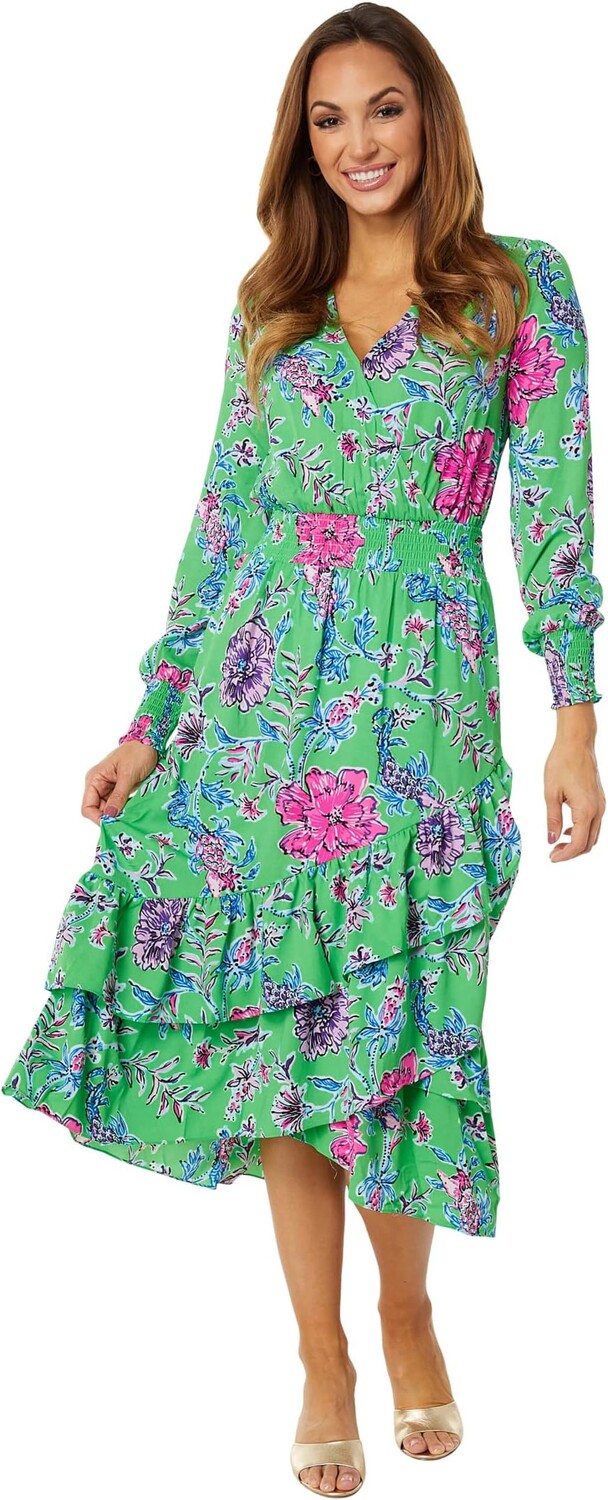 

Платье-миди Cristiana стрейч Lilly Pulitzer, цвет Gecko Green Brewsters Blooms