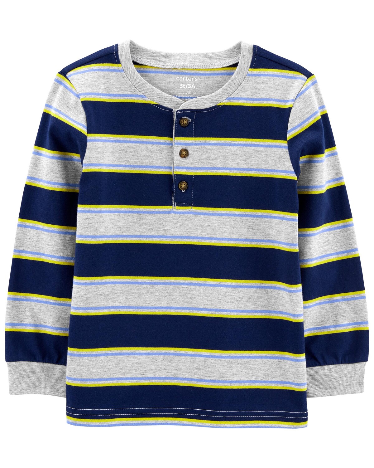 

Полосатая футболка Henley для малышей Carter's, темно-синий/серый