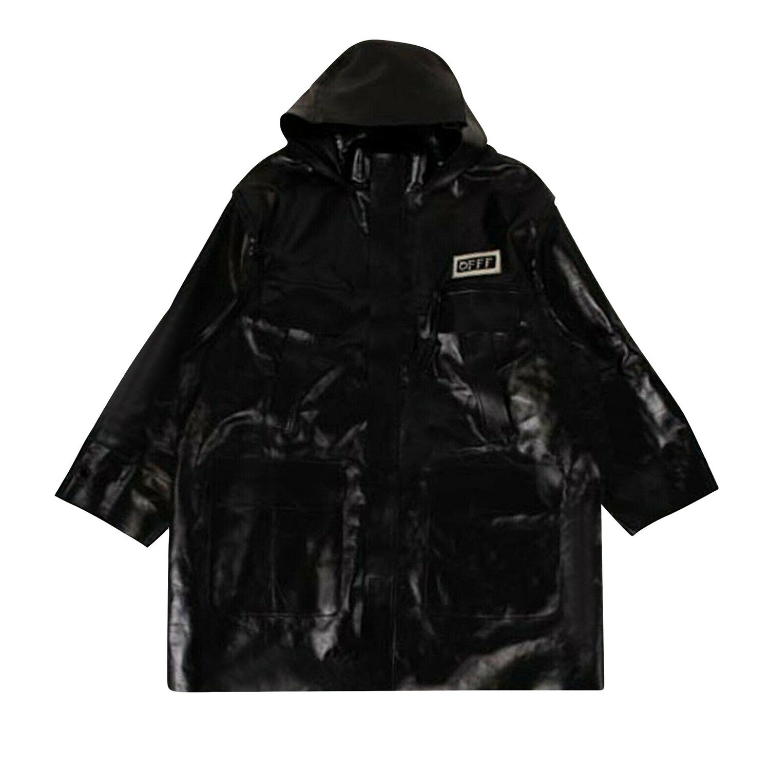 

Off-White Кожаный Комбинезон Длинное Пальто Черный