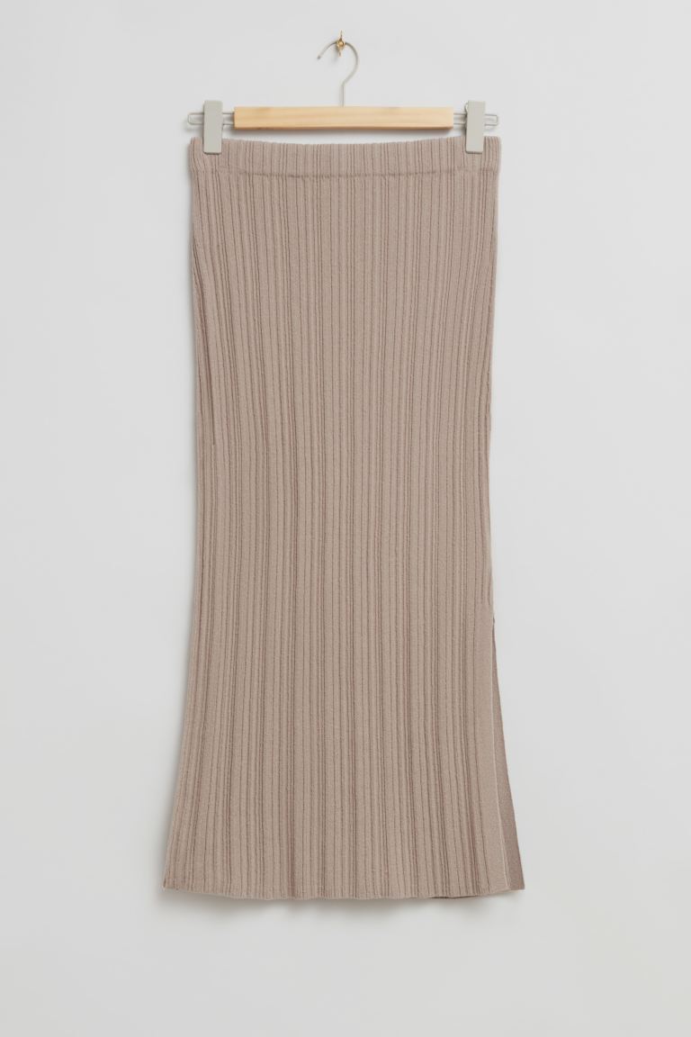 цена Облегающая юбка-макси с разрезом по бокам и другие истории H&M, серый