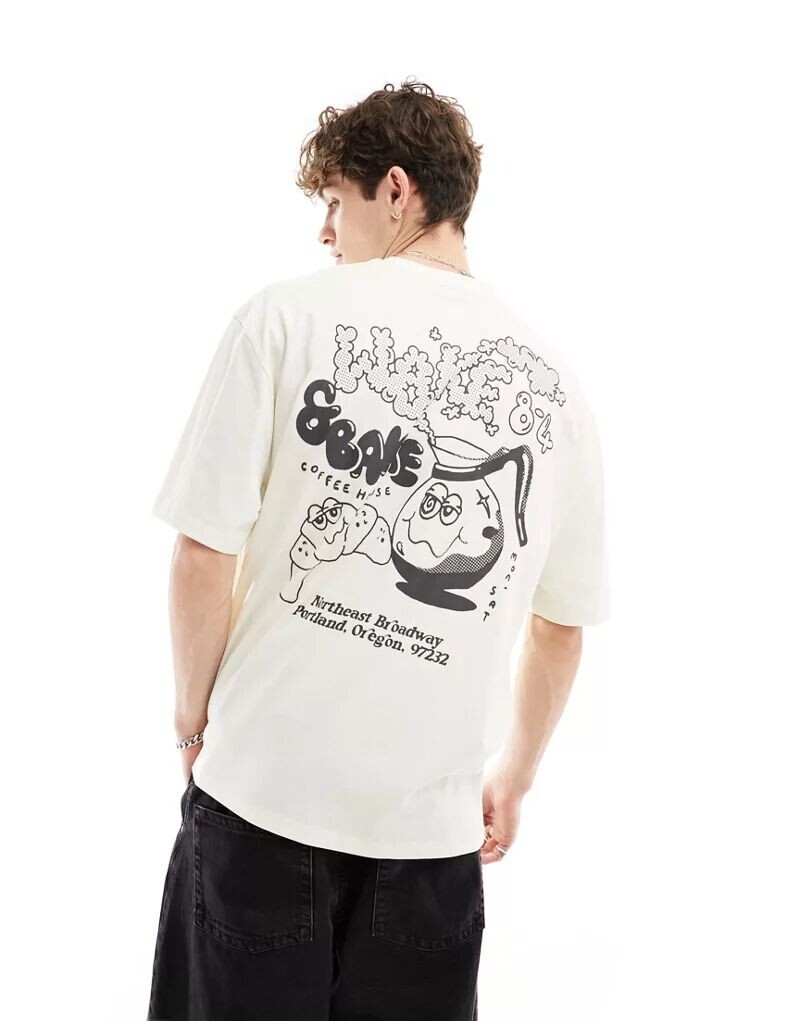 

Белая футболка оверсайз с принтом с фигуристами на спине ASOS