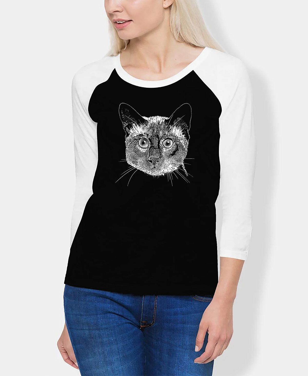 Женская футболка реглан Word Art сиамский кот LA Pop Art