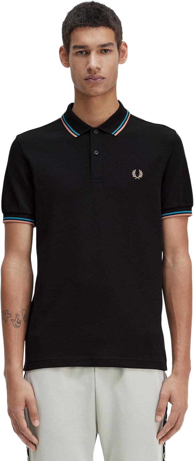 

Рубашка-поло Twin Tipped Shirt Fred Perry, цвет Black/Cyber Blue/Light Rust