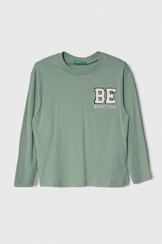 цена Хлопковая рубашка с длинными рукавами для мальчиков и девочек United Colors of Benetton, зеленый