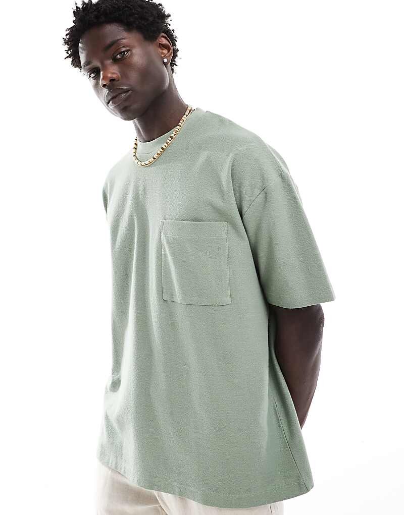 

ASOS DESIGN – зеленая свободная футболка букле
