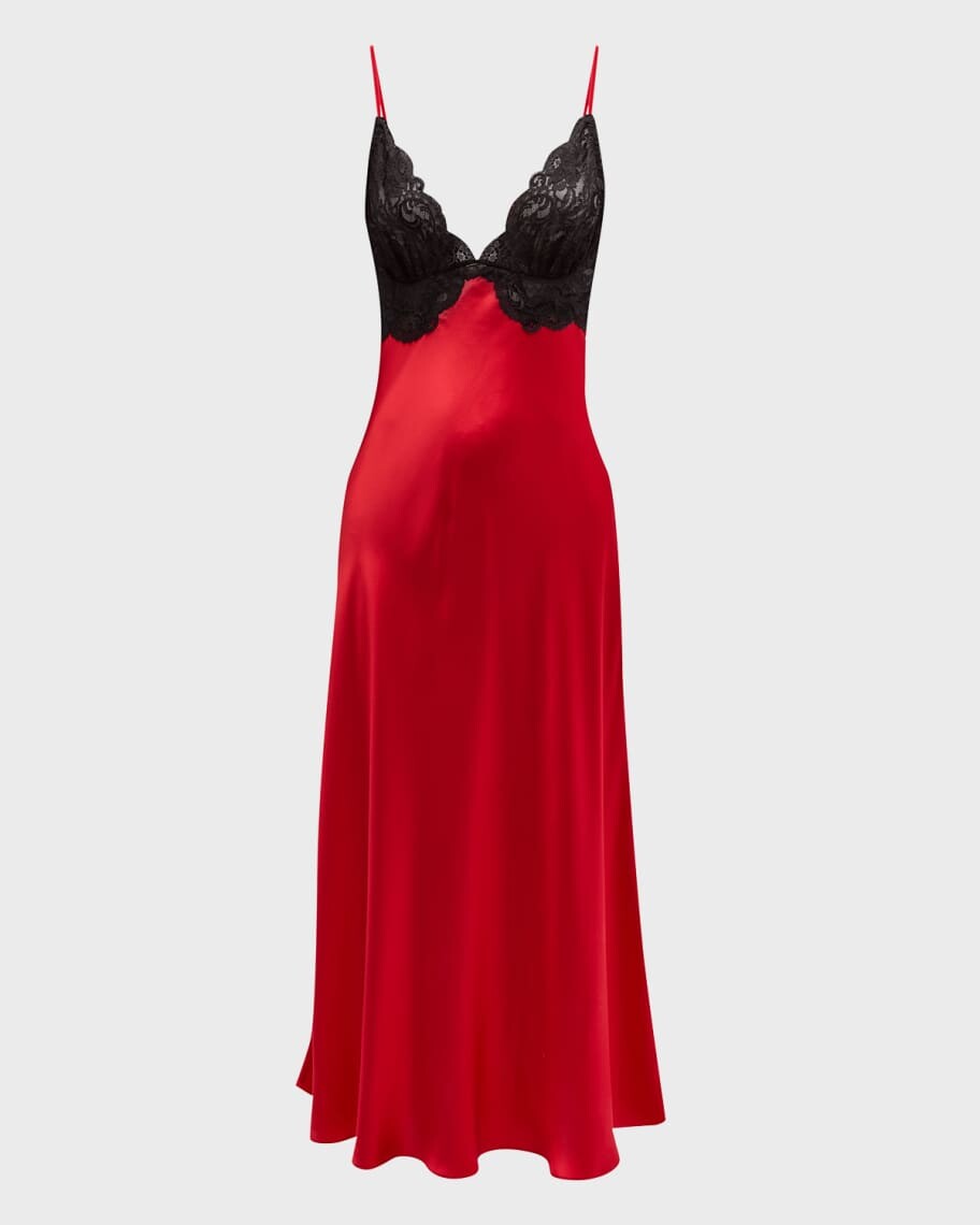 

Bijoux Ночная рубашка из шелкового шармеза с кружевом и бюстом Christine Lingerie