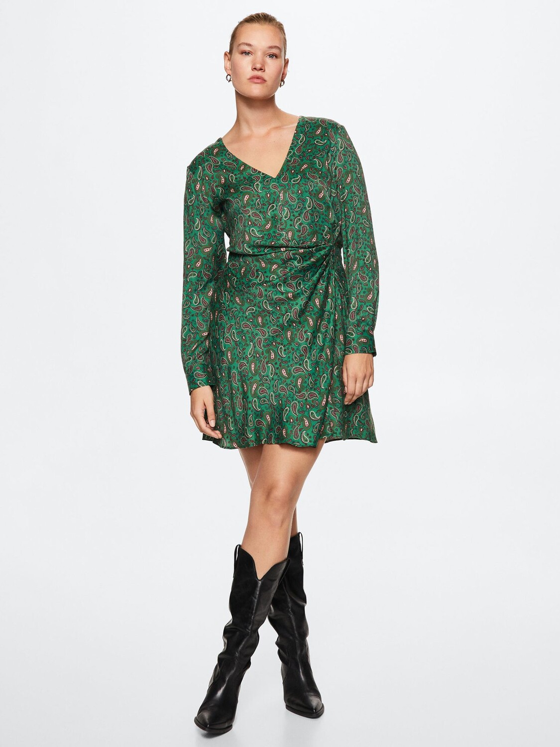 

Мини-платье с принтом Mango Angel Paisley, зеленое