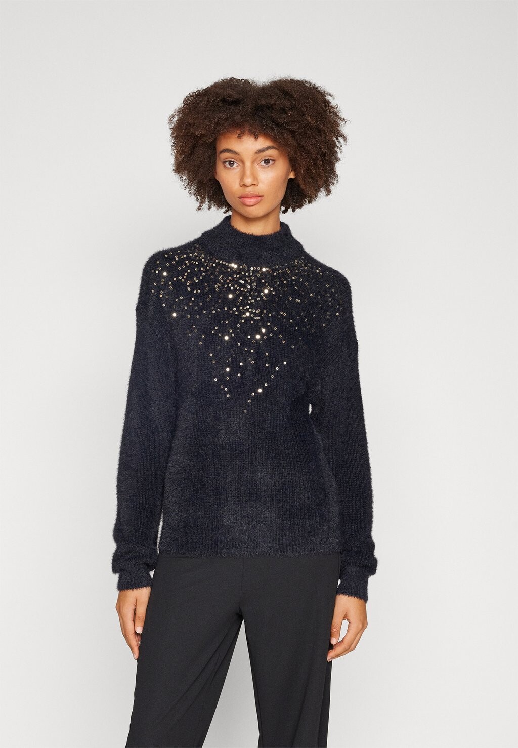 

Свитшот VILA VISHEENA O-NECK SEQUIN, черный/светло-золотой