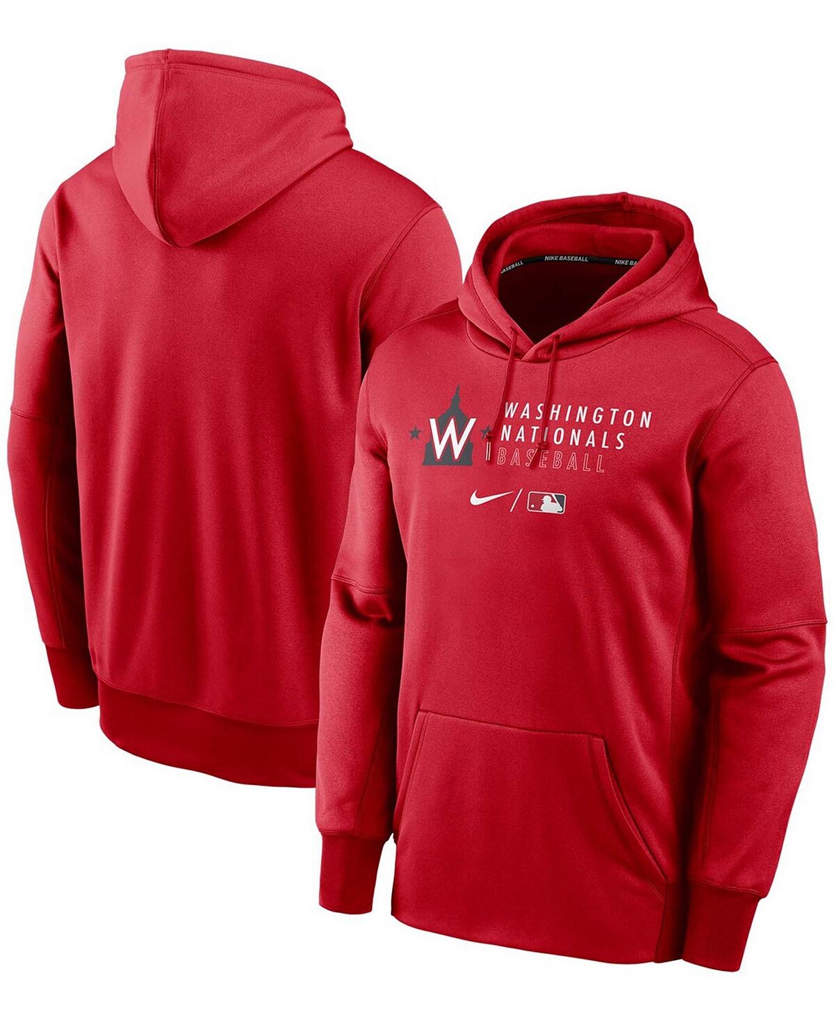 

Мужской красный пуловер с капюшоном Washington Nationals Authentic Collection с логотипом Stack Performance Nike