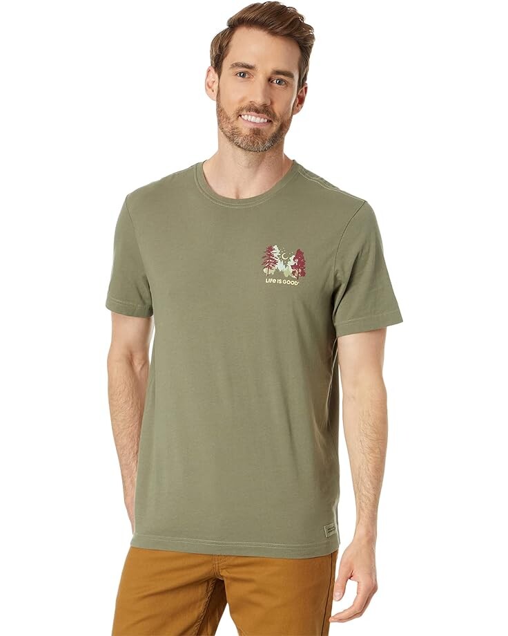 

Футболка Life is Good Log On Campfire Short Sleeve Crusher-Lite Tee, цвет Moss Green