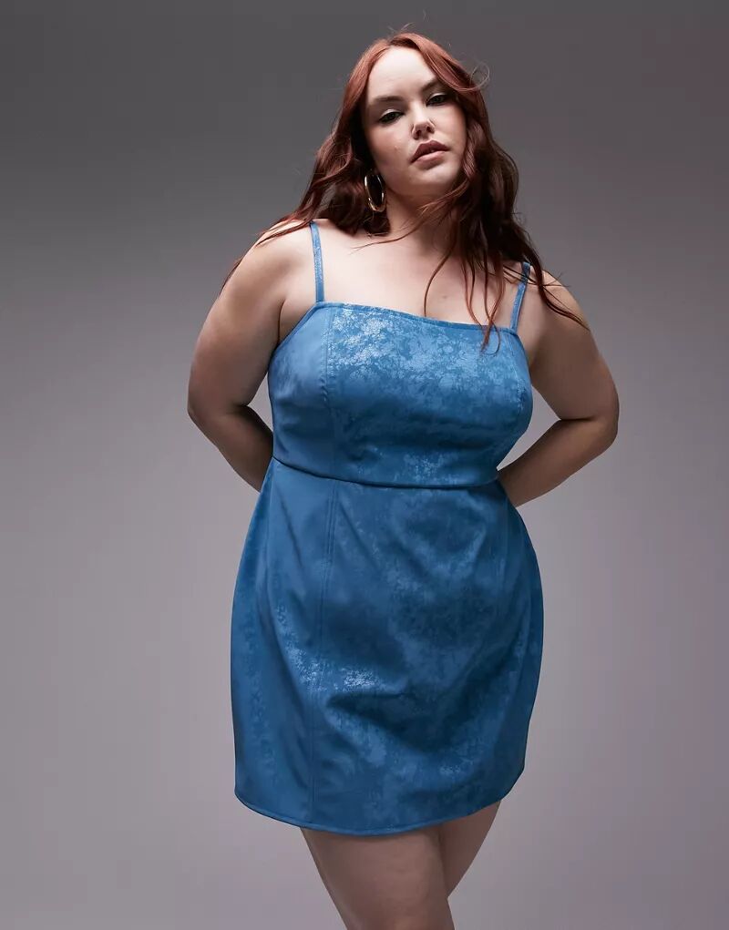 Голубое платье мини из фактурной искусственной кожи Topshop
