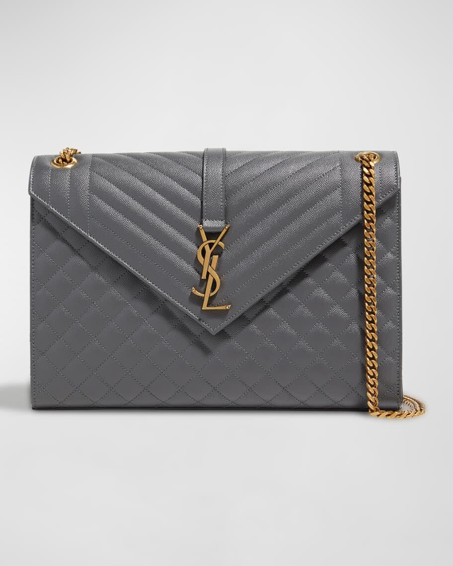 

Большая сумка через плечо с цепочкой и цепочкой Monogram YSL с тройным стеганым конвертом Saint Laurent