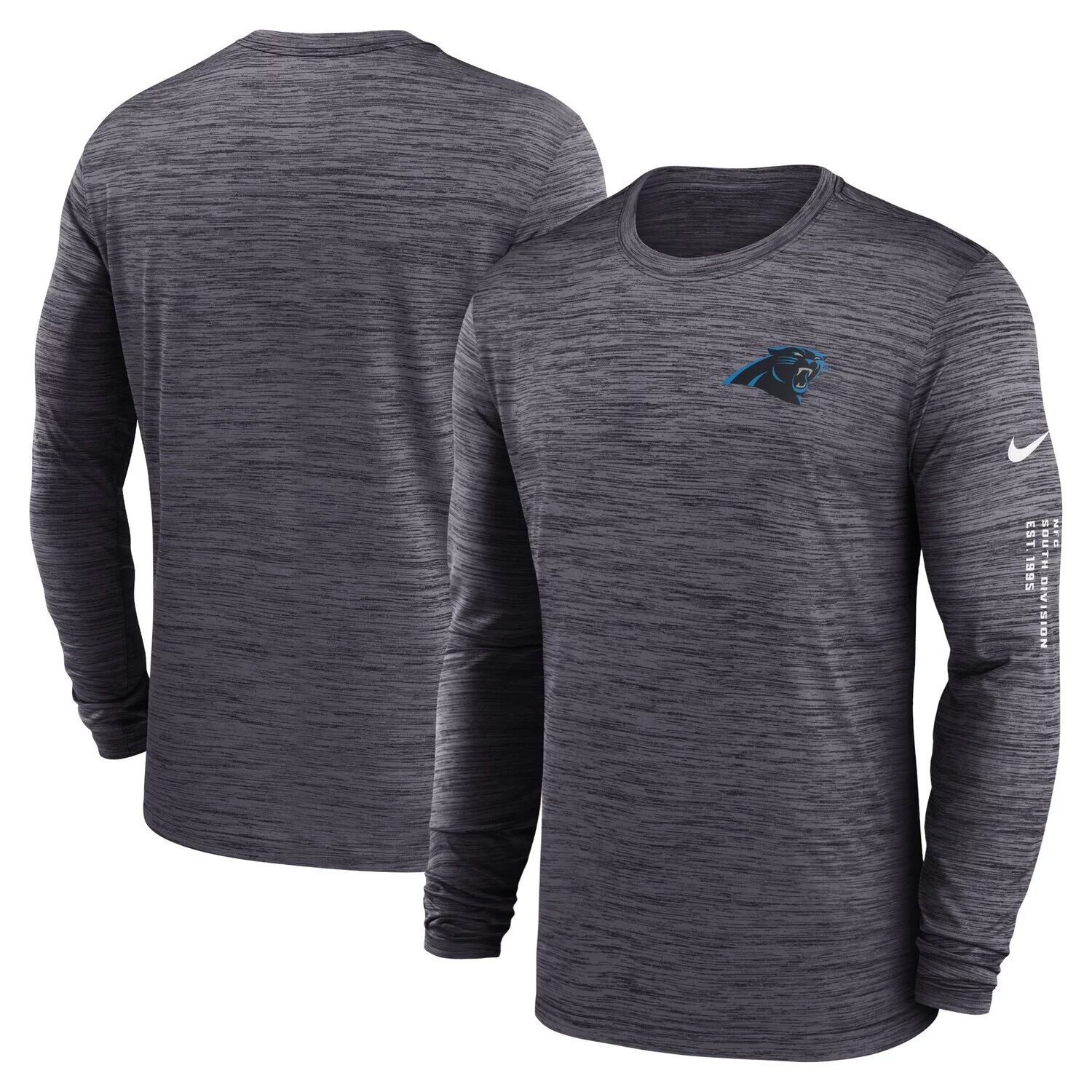 

Мужская черная футболка с длинным рукавом Carolina Panthers Velocity Nike, Черный