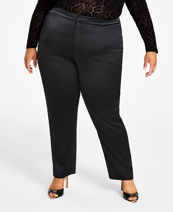 цена Модные атласные облегающие брюки больших размеров Nina Parker, черный