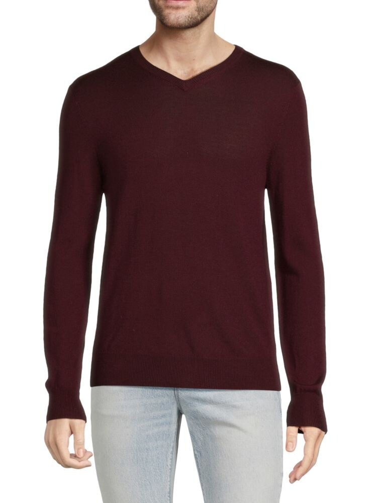 

Свитер Essential из смесовой мериносовой шерсти с V-образным вырезом Saks Fifth Avenue, цвет Cabernet