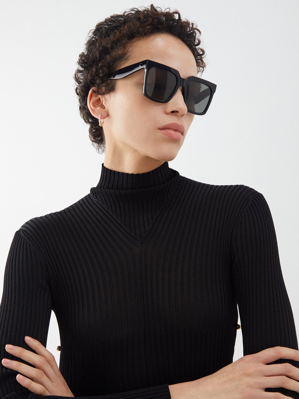 

Массивные квадратные солнцезащитные очки из ацетата Celine Eyewear, черный