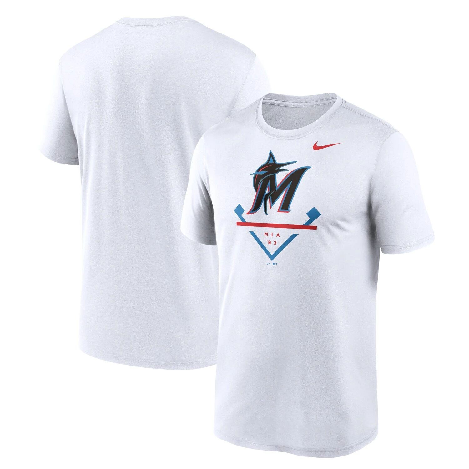 

Мужская белая футболка Miami Marlins Big & Tall Icon Legend Performance Nike, Белый