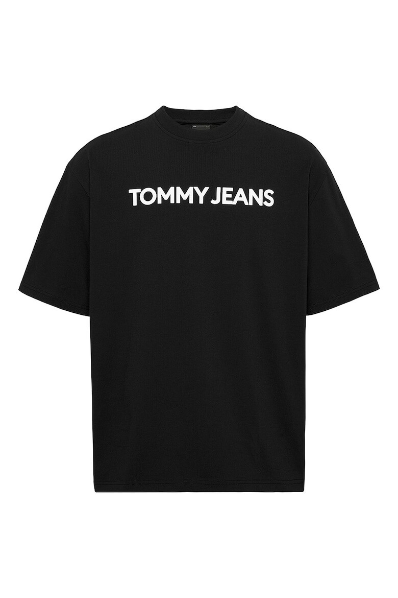 

Хлопковая футболка с овальным вырезом Tommy Jeans, черный