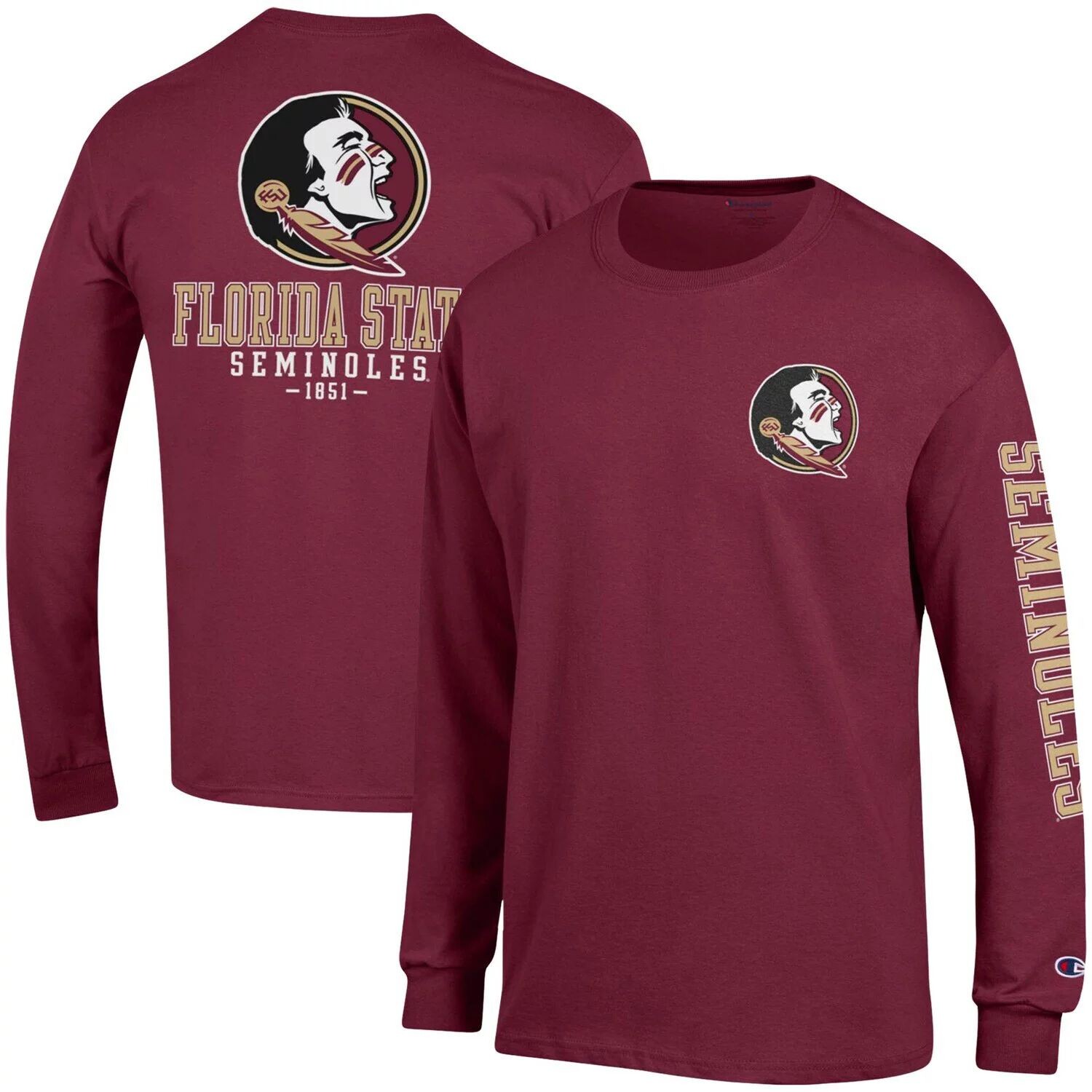 

Мужская футболка с длинными рукавами Garnet Florida State Seminoles Team Stack Champion