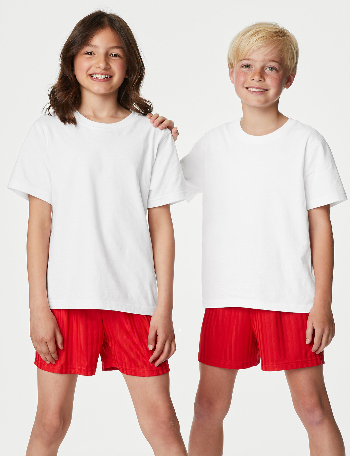 

2 пары школьных футболок унисекс из чистого хлопка (2–16 лет) Marks & Spencer, белый