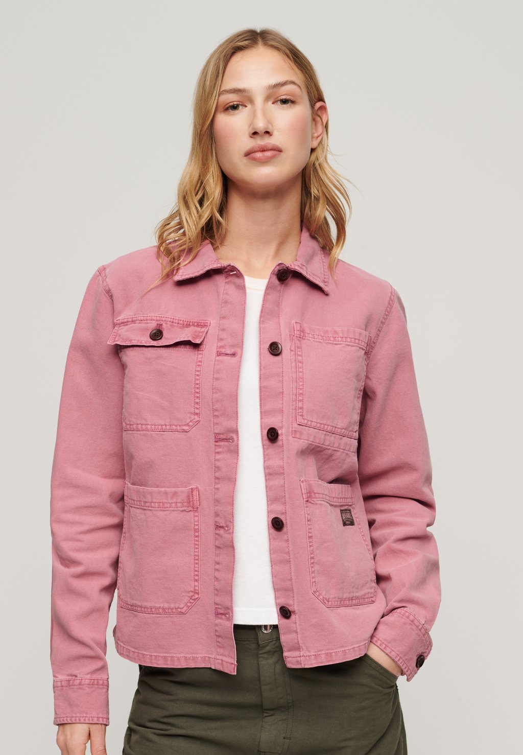 Джинсовая куртка FOUR POCKET CHORE Superdry, розовый куртка джинсовая ymc embroidered labour chore синий