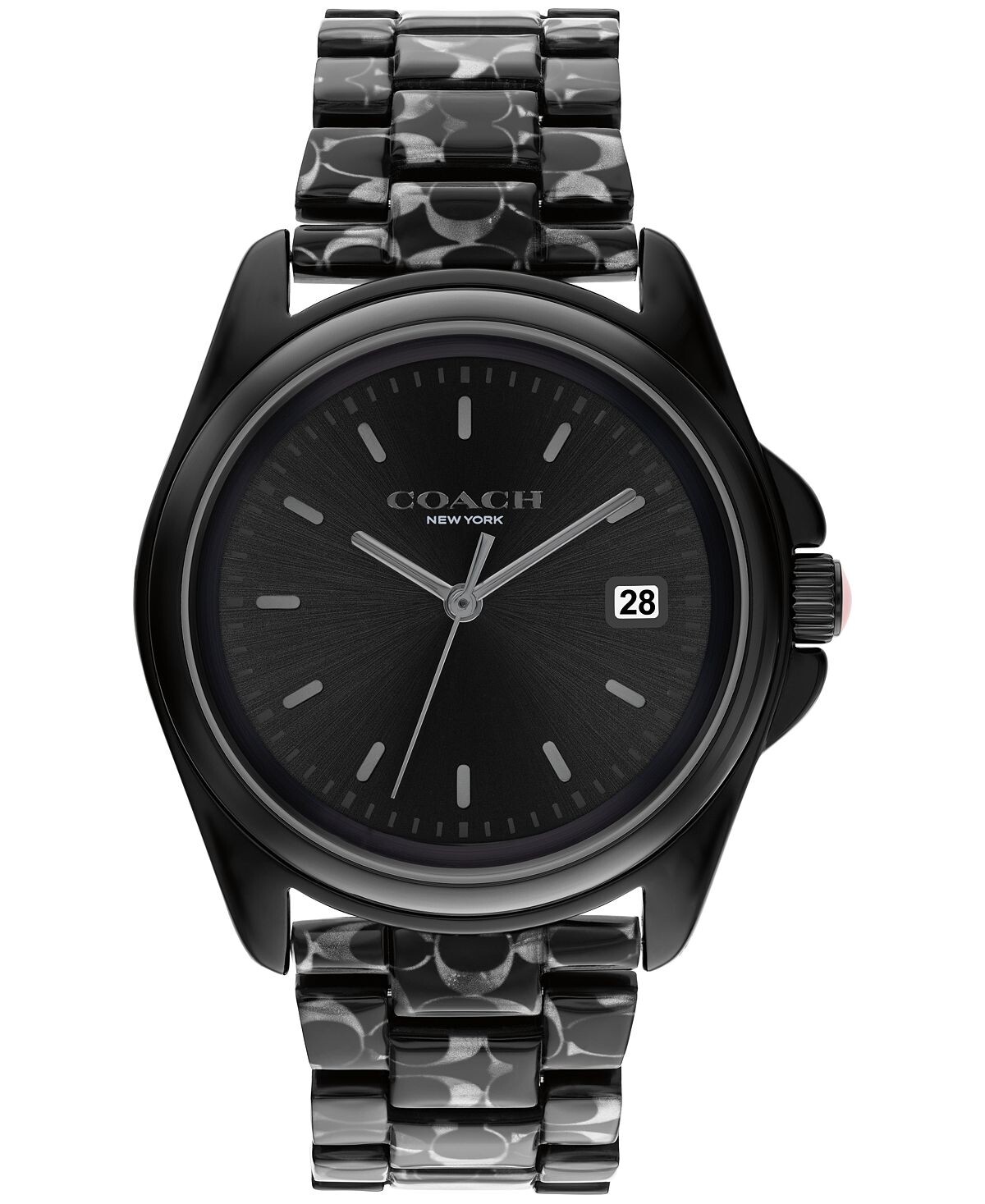 Женские часы Greyson Black Tortoise Signature C из смолы, 36 мм COACH, черный