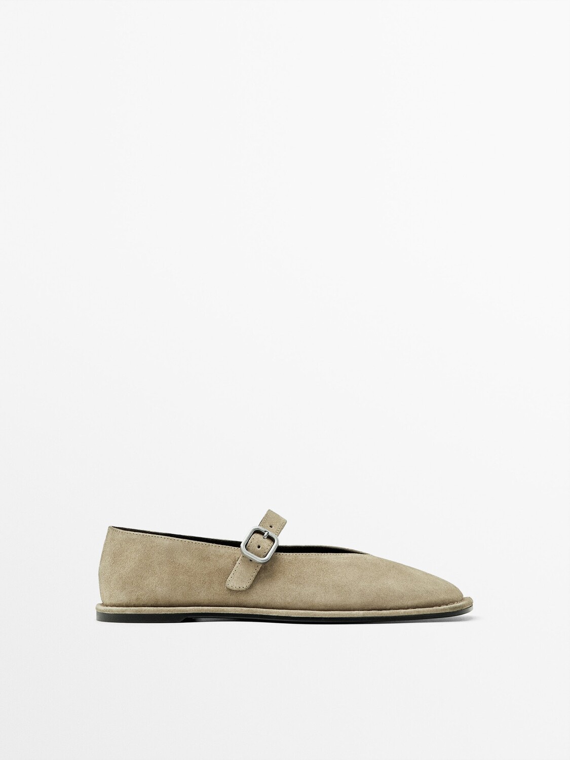 

Балетки из разделенной замши с пряжкой Massimo Dutti, желтый