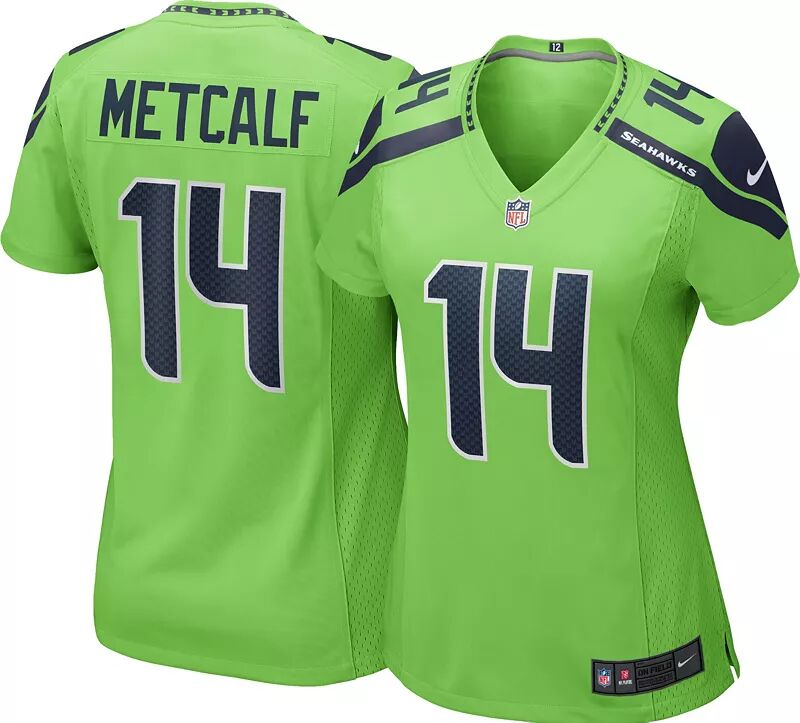 

Женское джерси Nike Seattle Seahawks DK Metcalf #14 Turbo Green Game