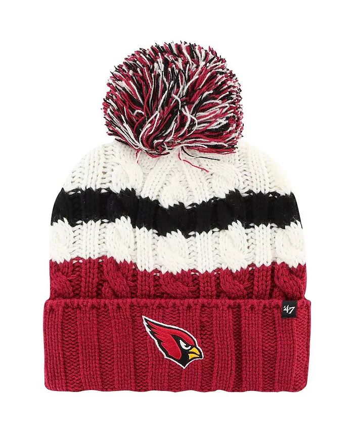 

Женская белая вязаная шапка Arizona Cardinals Ashfield с манжетами и помпоном '47 Brand, белый