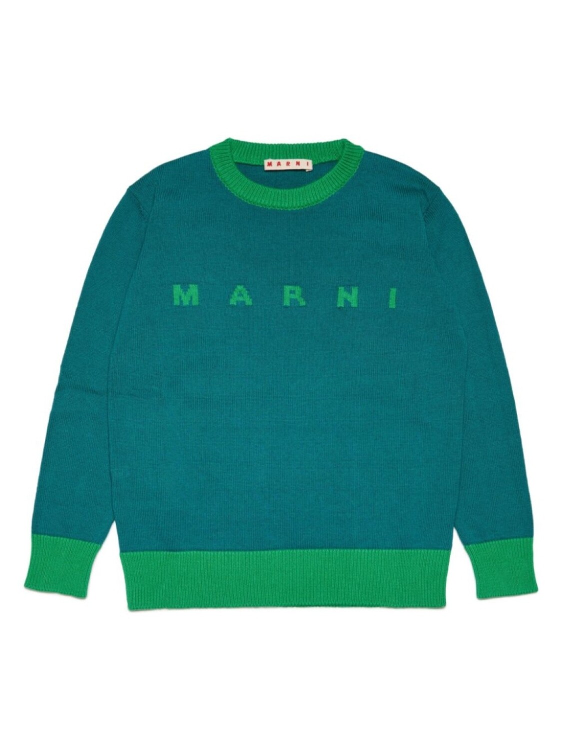 

Marni джемпер вязки интарсия с логотипом, зеленый