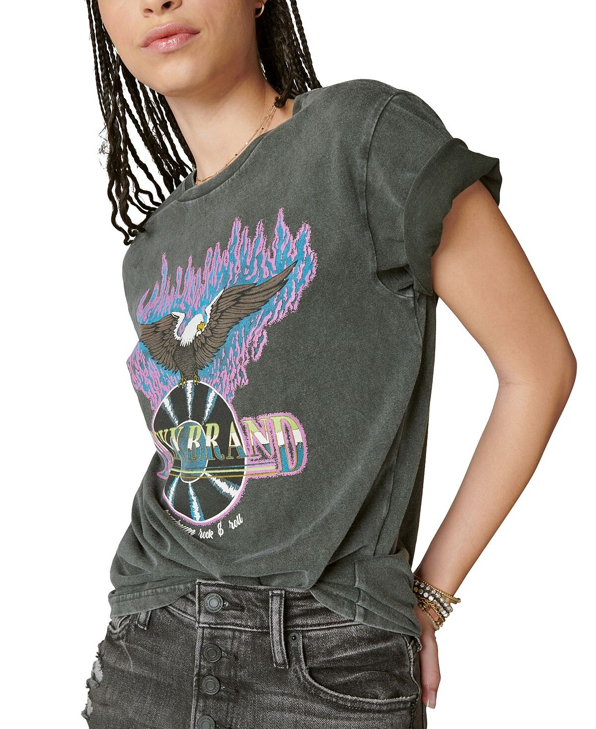

Женская хлопковая футболка бойфренда Eagle Rock Lucky Brand
