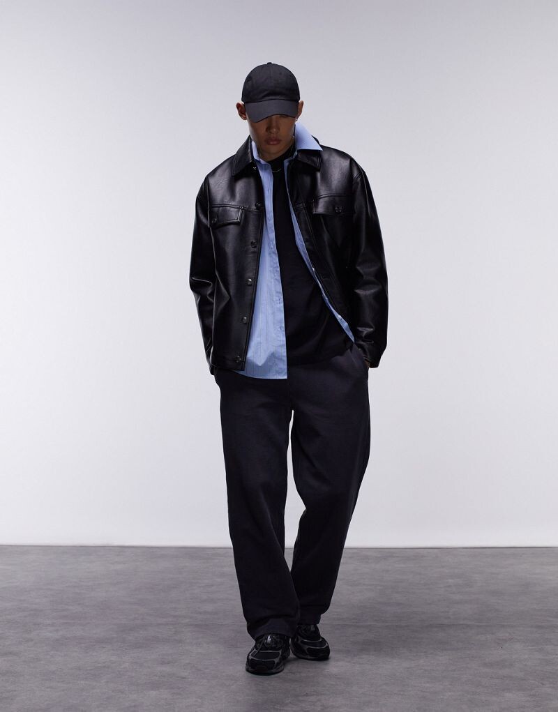

Черные спортивные брюки прямого кроя Topman
