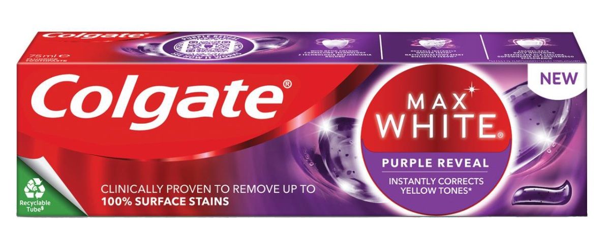 Colgate Max White Purple Reveal Зубная паста, 75 ml зубная паста dentífrico max white crystals colgate 75 ml
