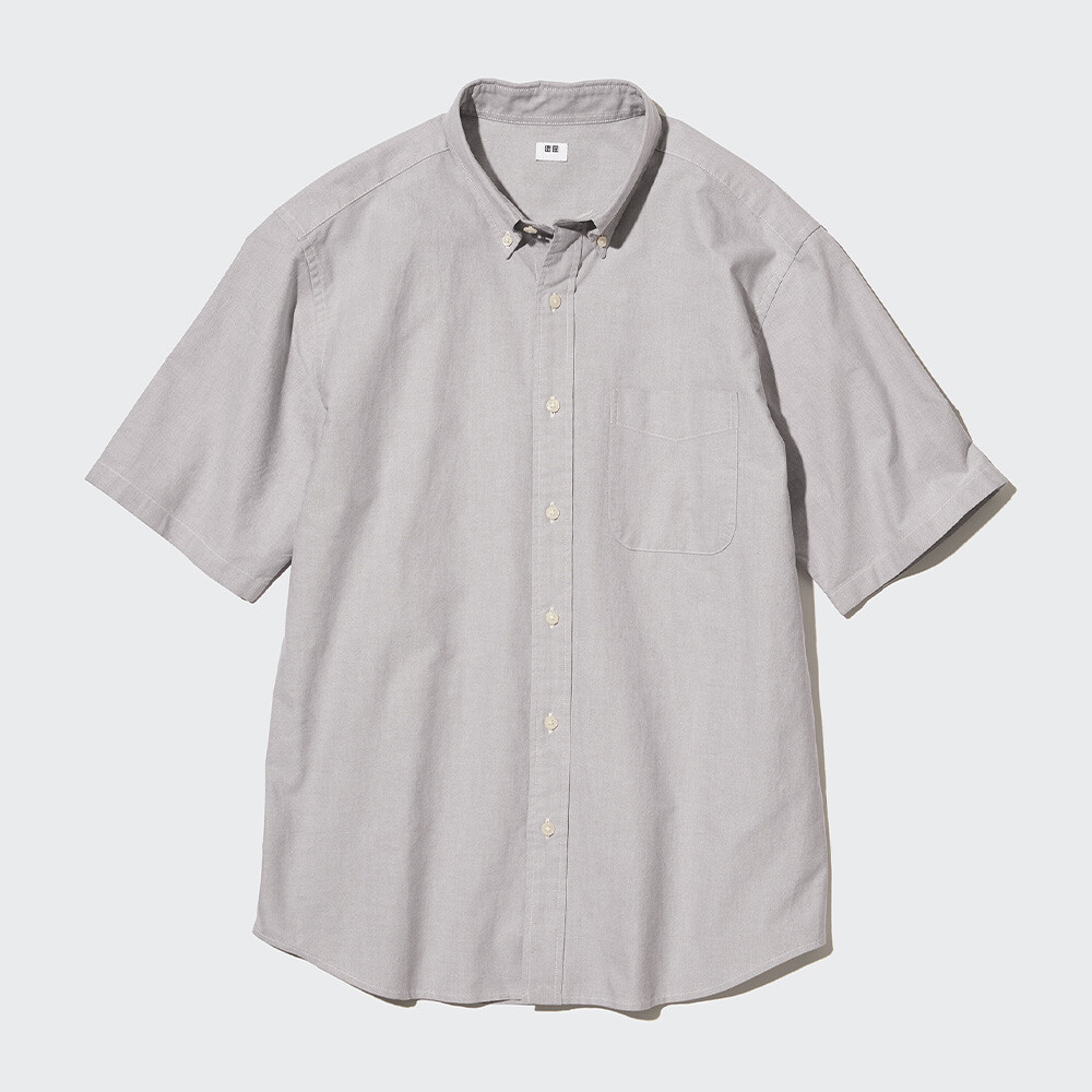 

Uniqlo Мужская и женская парная оксфордская рубашка-рубашка с короткими рукавами, деловая повседневная белая рубашка