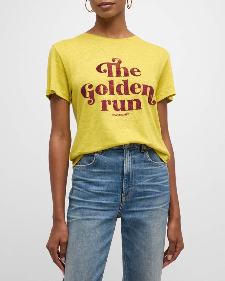 

Узкая футболка из льняного джерси с рисунком Golden Goose