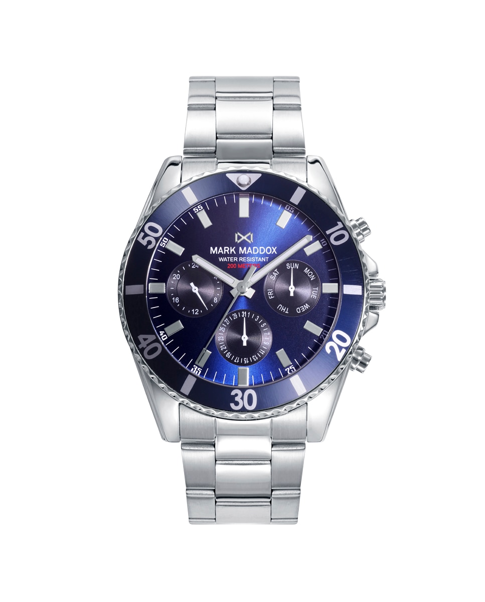 Многофункциональные мужские стальные часы Mission с синим циферблатом Mark Maddox, серебро
