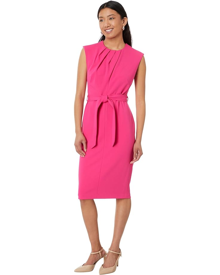 

Платье Calvin Klein Cap Sleeve Midi with Seam Detail, цвет Hibiscus