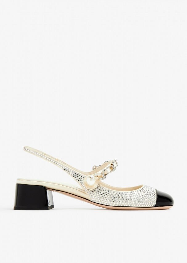 

Туфли Miu Miu Crystal Slingback, серый