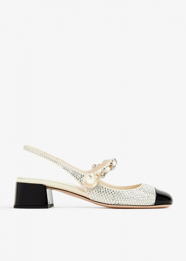 Туфли Miu Miu Crystal Slingback, серый