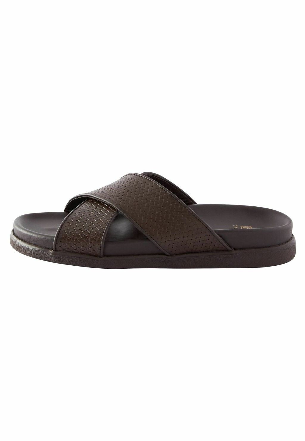 

Мюли на плоской подошве EMBOSSED LEATHER CROSS STRAP SANDALS Next, цвет brown