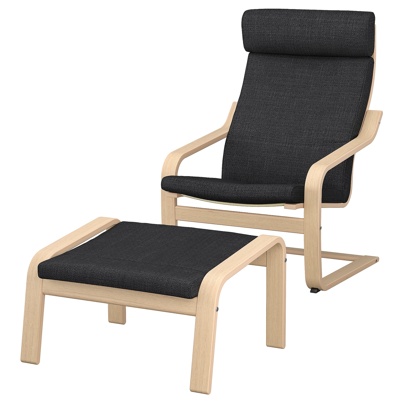 ПОЭНГ Кресло и подставка для ног, дубовый шпон светлой морилки/Хилларед антрацит POÄNG IKEA