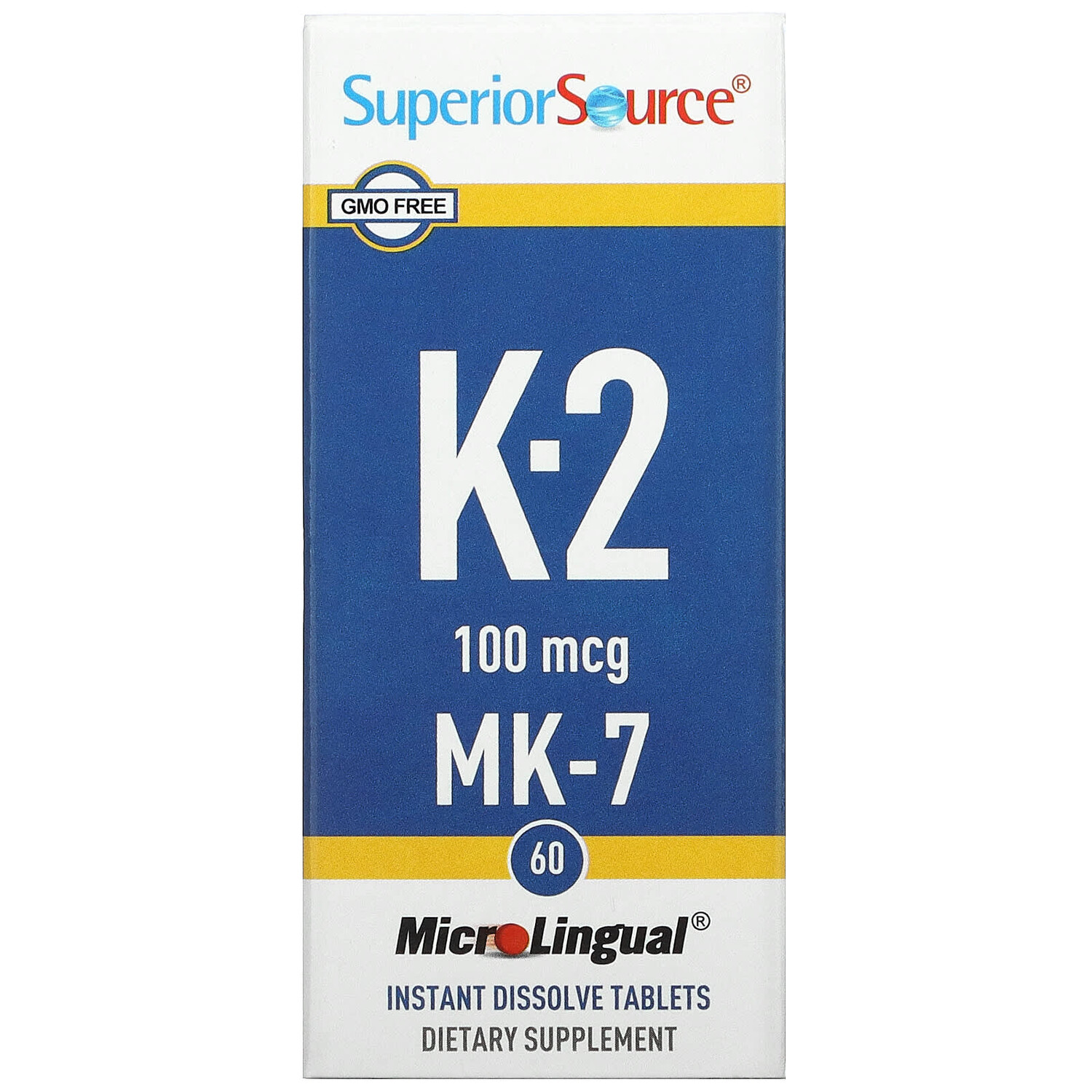 

Витамин K2, 100 мкг, 60 быстрорастворимых таблеток MicroLingual, Superior Source
