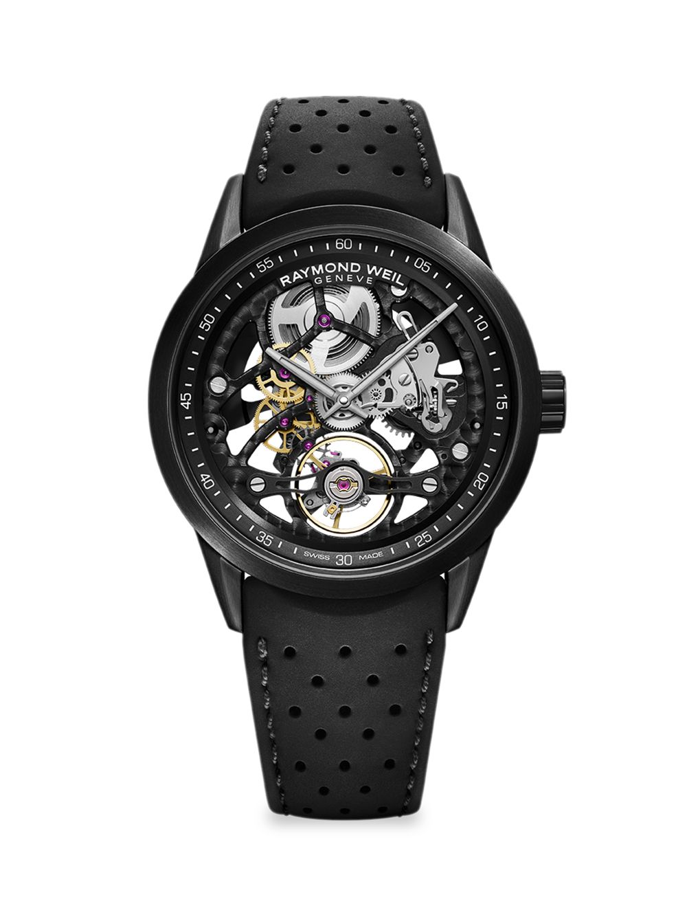 Часы Freelancer Skeleton с каучуковым ремешком Raymond Weil, черный часы скелетон freelancer 42 мм raymond weil цвет gray